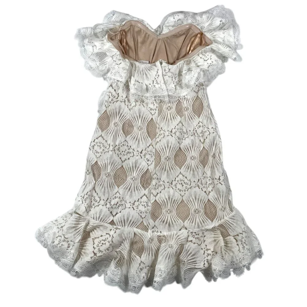 NWT Selfie Leslie September Lace Mini Dress White SZ XS Bridal Shower Dress - Picture 3 of 11